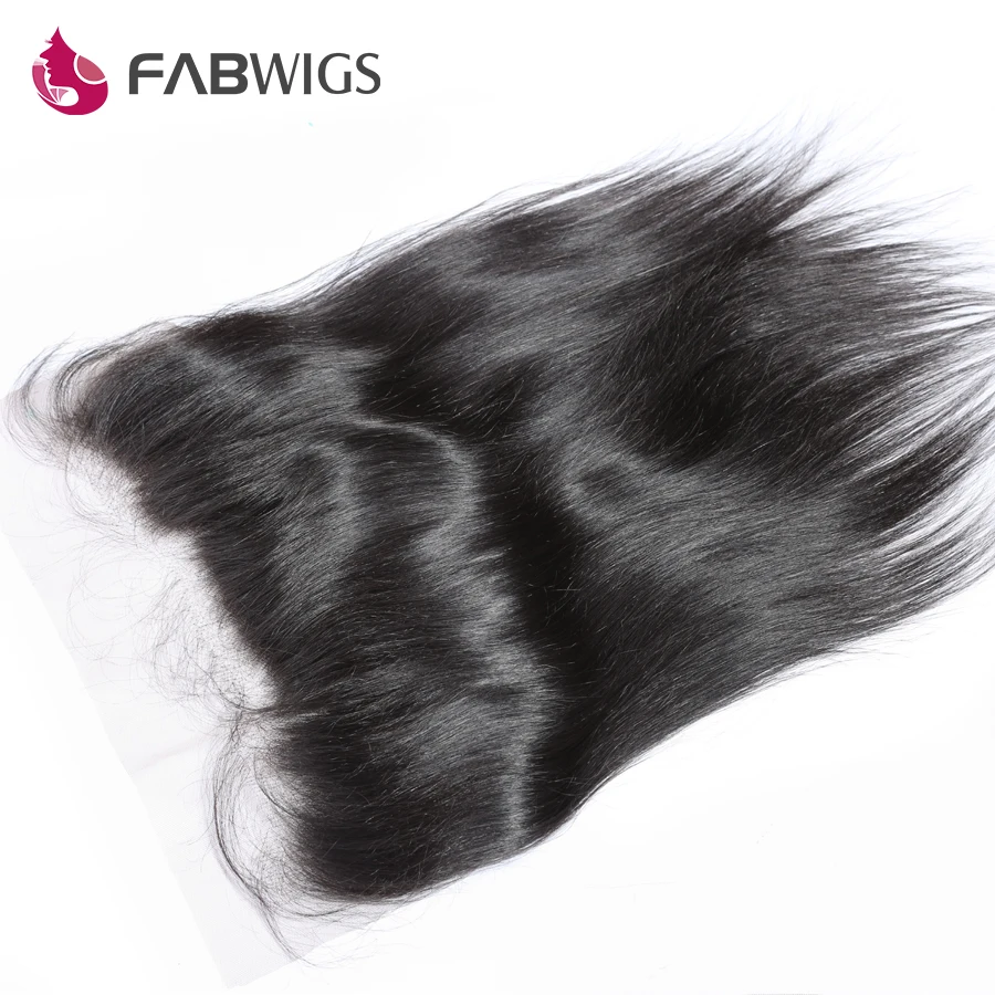 Fabwigs Peruánskej Hodvábne Rovné 13x6 Čipky Čelnej Pre Trhal Čipky Čelnej Uzavretie Bielené Uzlov s Baby Vlasy 10-20