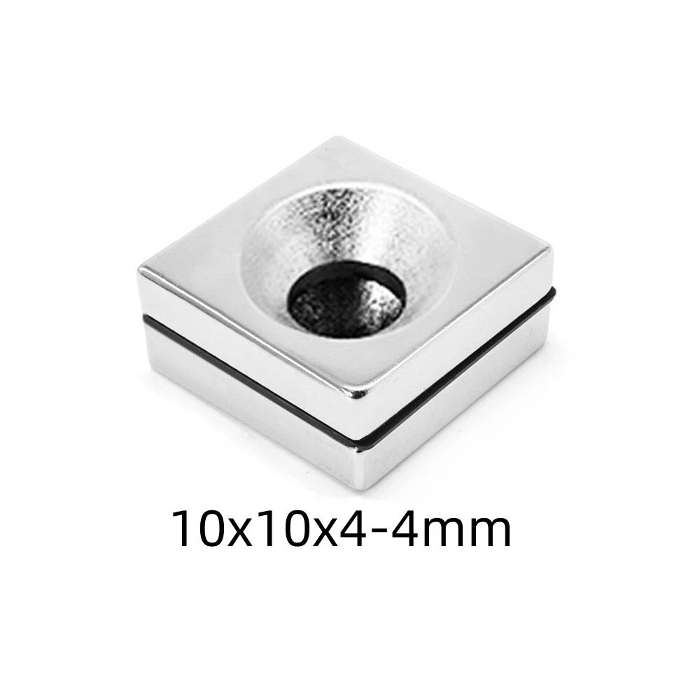 10PCS 10x10x4-4 mm Námestie Zápustnými Neodýmu Magnet Otvor 4 mm N35 10x10x4-4 mm Trvalé Magnety 10*10*4-4 mm