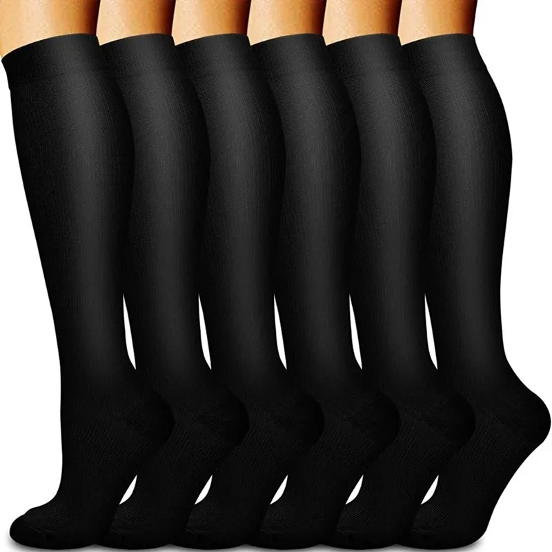 6 Párov Mužov Kŕčové Žily Čiernou Farbou Kompresie Osadenie Ženy Kolená Vysoké Športové Ponožky Edém Diabetes 2023 Nový Dizajn