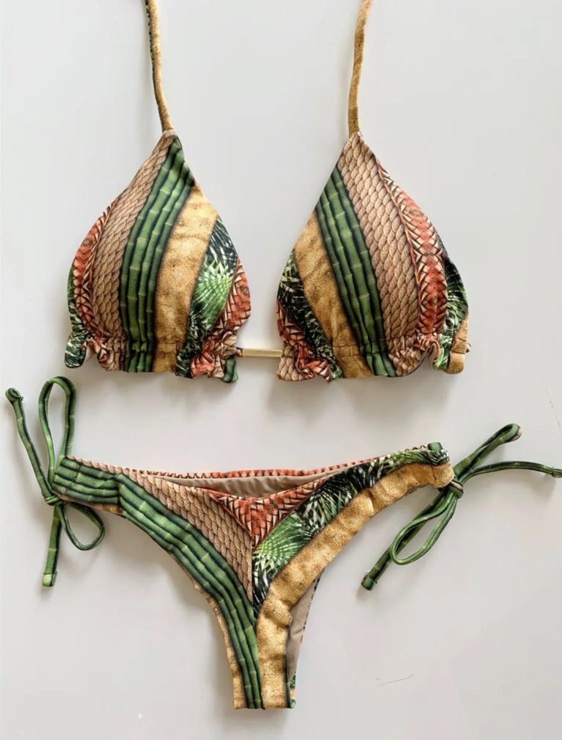 Sexy Ženy Brazilan Rozstrapatené Bikini Set Kvetinový Plavky, Letné Beach Plavky Ženy Čalúnená Bandeau Bikini 2023 Nové Biquini