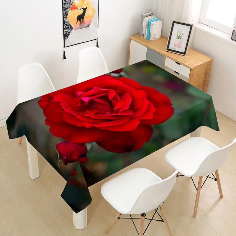 Červené Ruže valentínska Večera pri Sviečkach Vytlačené Obrus Svadobné Dekorácie Jedálenský Stôl Konferenčný Stôl Obrus Tapete