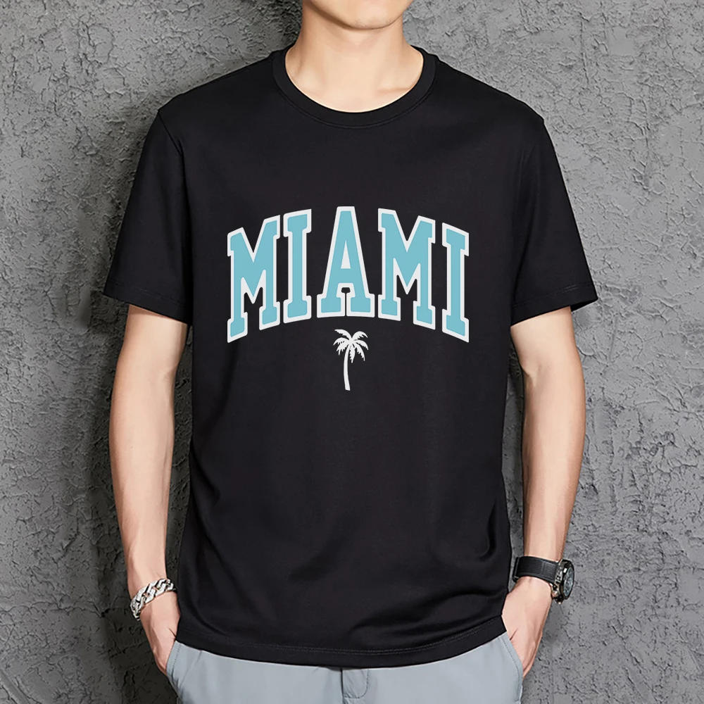 Miami Florida U. S. A Vytlačí pánske T-Shirt Bežné Nosenie Mäkké T-Shirts Bavlna Kolo Krku Tričko Fashion O-Výstrihom pánske Krátke Rukáv
