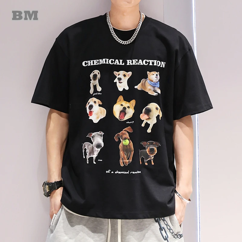 Streetwear Roztomilý Zábavné Pes Vytlačiť T-Shirt Mužov Kórejské Oblečenie Móda Hip Hop Krátke Rukávy Harajuku Trendy Top Pár Bežné Čaj