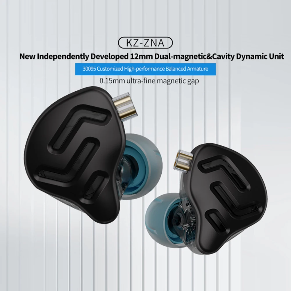 KZ-ZNA In-Ear 3,5 mm Káblové Slúchadlá 12MM Dual-magnetické Dual-dutiny Dynamické HiFi Basy Monitor Slúchadiel do uší Potlačením Hluku Headset