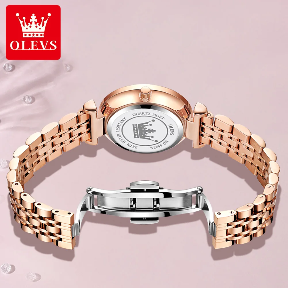 OLEVS 6642 Nerezová Oceľ Remienok Vodotesné Hodinky Pre Ženy, Módne Japan Quartz Luxusné Ženy náramkové hodinky