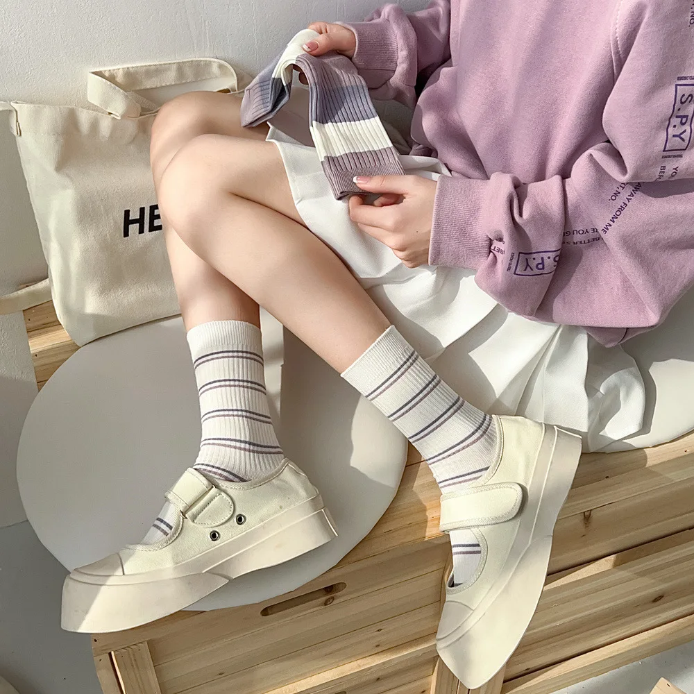 Jar, Leto, Ženy Prúžok Výšivky Ponožky Ultra Tenké Priedušná Česanej Bavlny Ponožky Harajuku Kóreu Japonské Dievčatá Calcetines