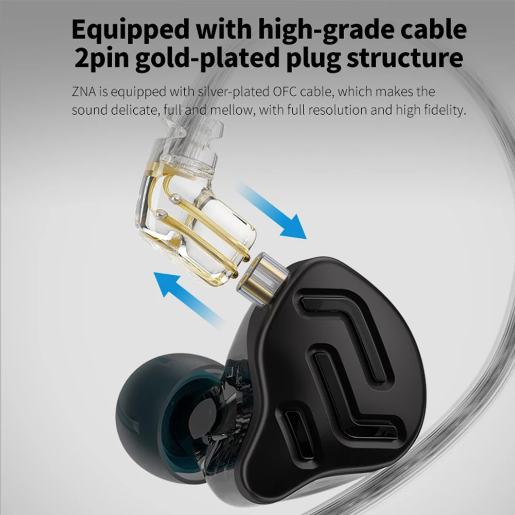 KZ-ZNA In-Ear 3,5 mm Káblové Slúchadlá 12MM Dual-magnetické Dual-dutiny Dynamické HiFi Basy Monitor Slúchadiel do uší Potlačením Hluku Headset