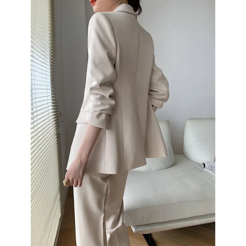 2023 kórejský Jeseň Formálne Dámy Khaki Sako Ženy Oblekoch, s Súpravy Pracovné oblečenie Office Lady Jednotné Nohavice Obleky Bunda