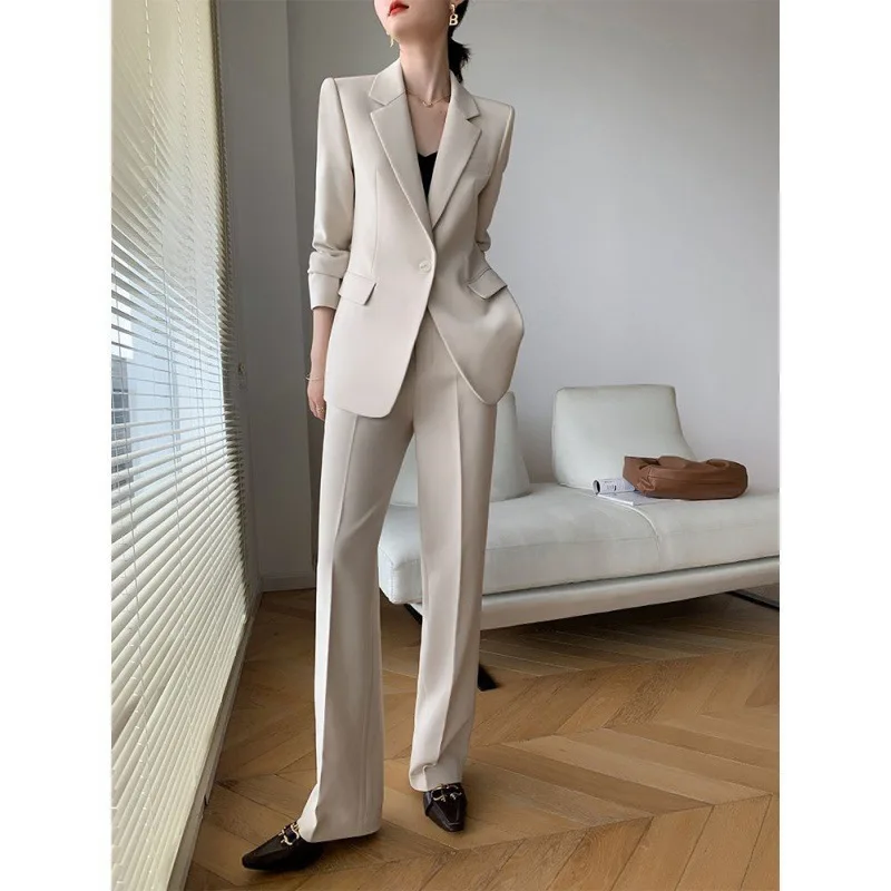 2023 kórejský Jeseň Formálne Dámy Khaki Sako Ženy Oblekoch, s Súpravy Pracovné oblečenie Office Lady Jednotné Nohavice Obleky Bunda