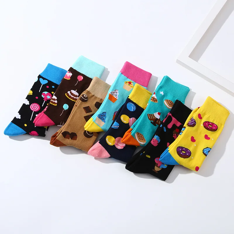 Pôvodné Jar a na Jeseň Mid-tube Príliv Ponožky Ženy Iny Príliv Značky Macaron Geometrické Zvierat Trend Čisté Bavlnené Ponožky Mužov