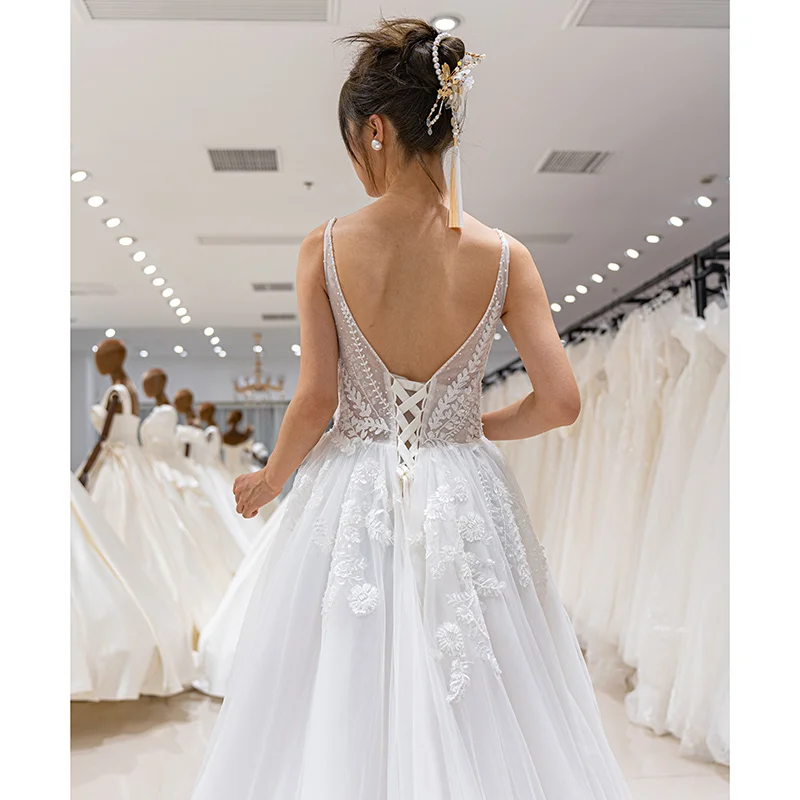 SL-9143 elegantné svadobné šaty 2023 čipky korálky svadobné rúcho de mariee svadobné šaty plus veľkosť vintage vestido de noiva
