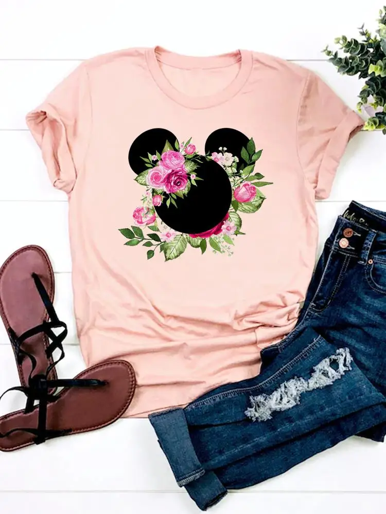 Disney Zábavné 90. rokov Roztomilý Trend Oblečenie Top Mickey Mouse Módne Príležitostné Letné Žena Karikatúra Grafiku T-shirts Ženy Oblečenie Čaj